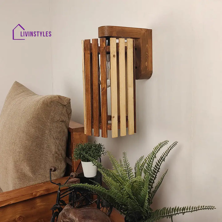 Hexa Brown Wooden Wall Light Lights