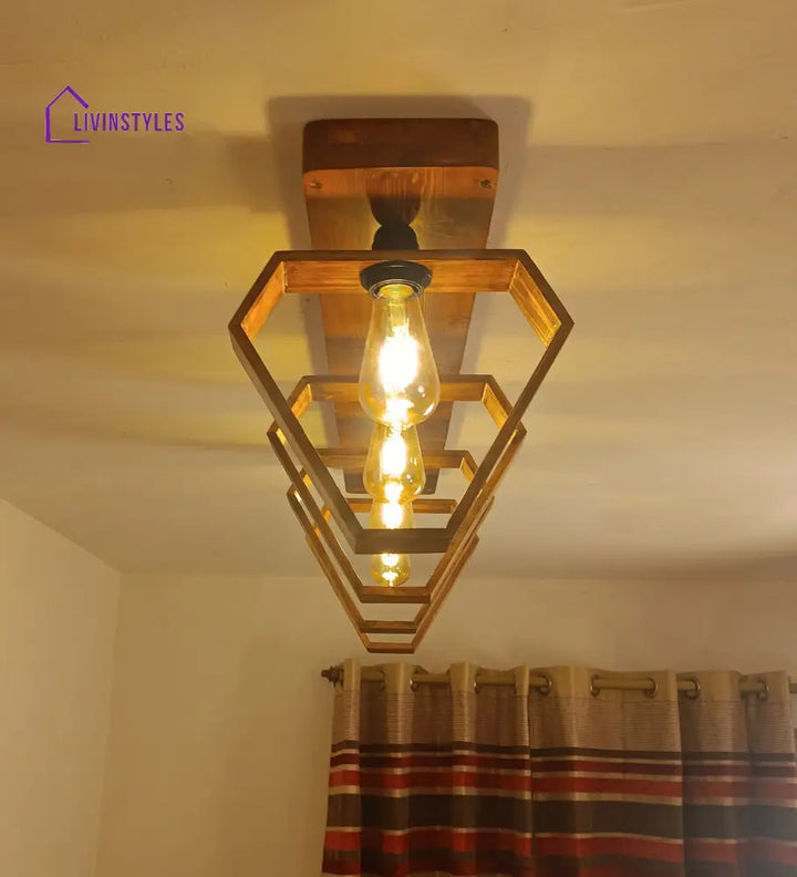 Hexad Brown Wooden 4 Series Ceiling Lamp Lights