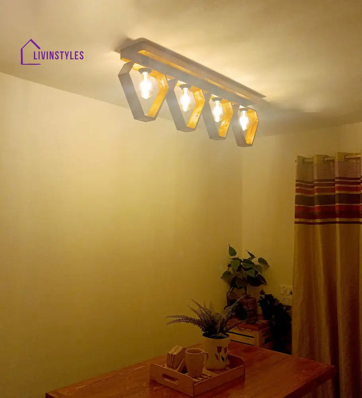 Hexad Brown Wooden 4 Series Ceiling Lamp Lights