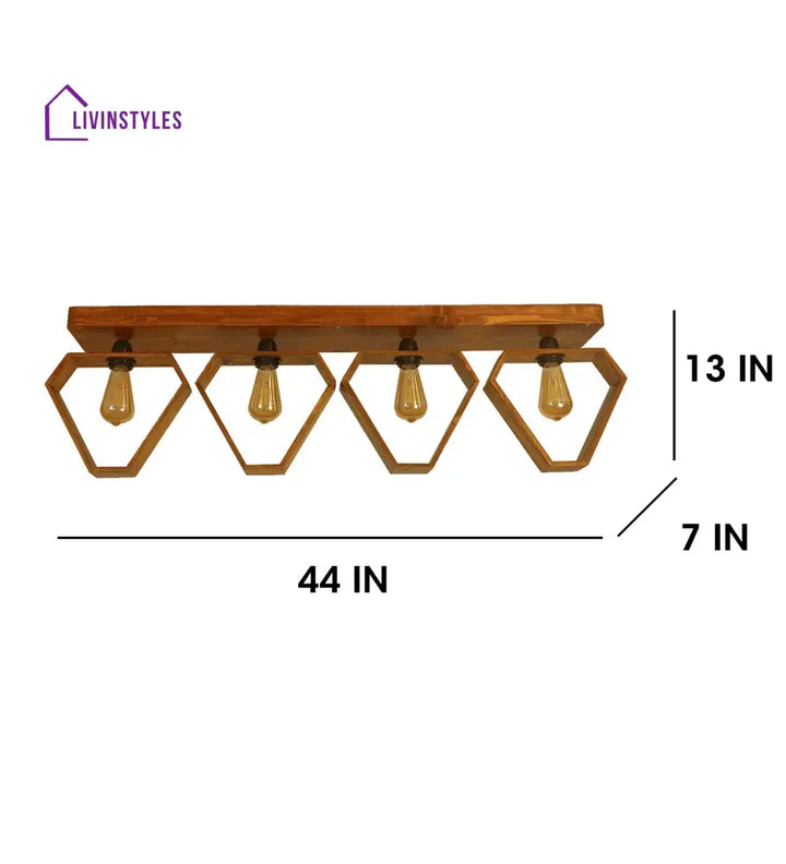 Hexad Brown Wooden 4 Series Ceiling Lamp Lights