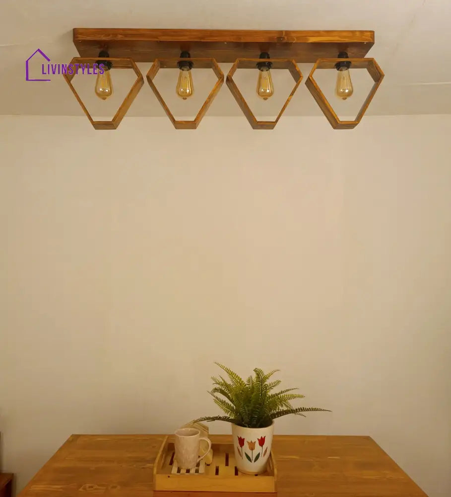 Hexad Brown Wooden 4 Series Ceiling Lamp Lights
