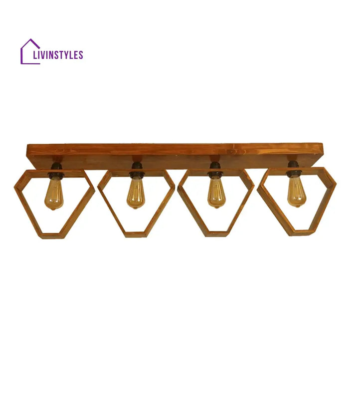 Hexad Brown Wooden 4 Series Ceiling Lamp Lights