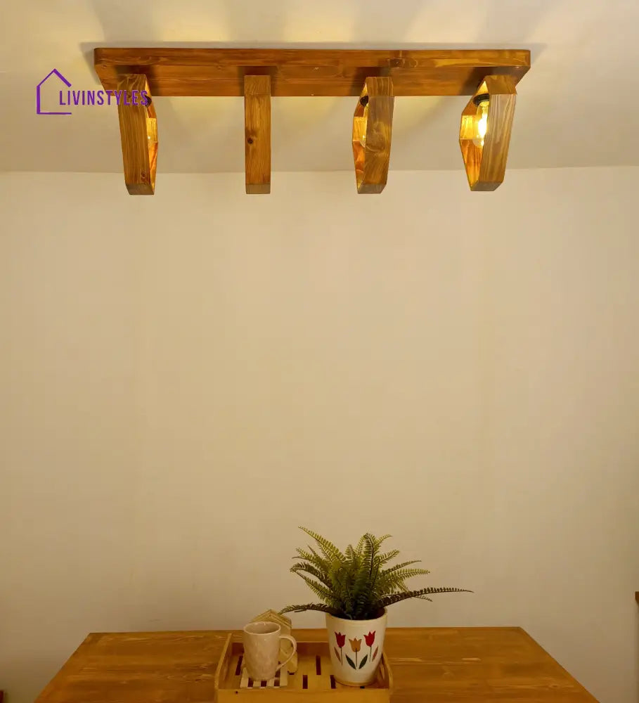 Hexad Brown Wooden 4 Series Ceiling Lamp Lights