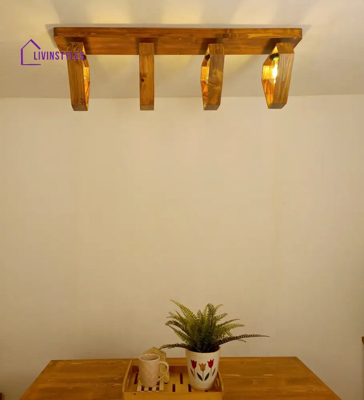 Hexad Brown Wooden 4 Series Ceiling Lamp Lights