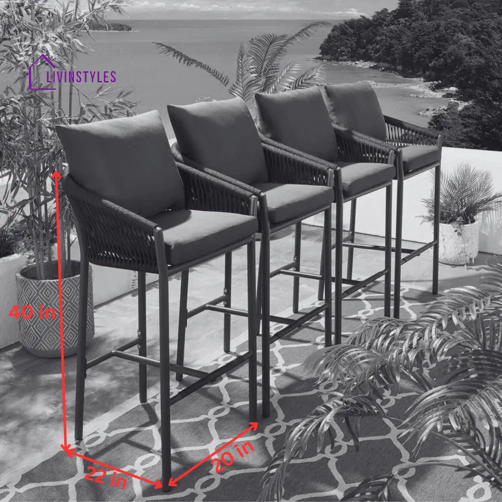 Hilario Outdoor Patio Bar Chair 1 Chair For Balcony Braided & Rope - Bar Sets