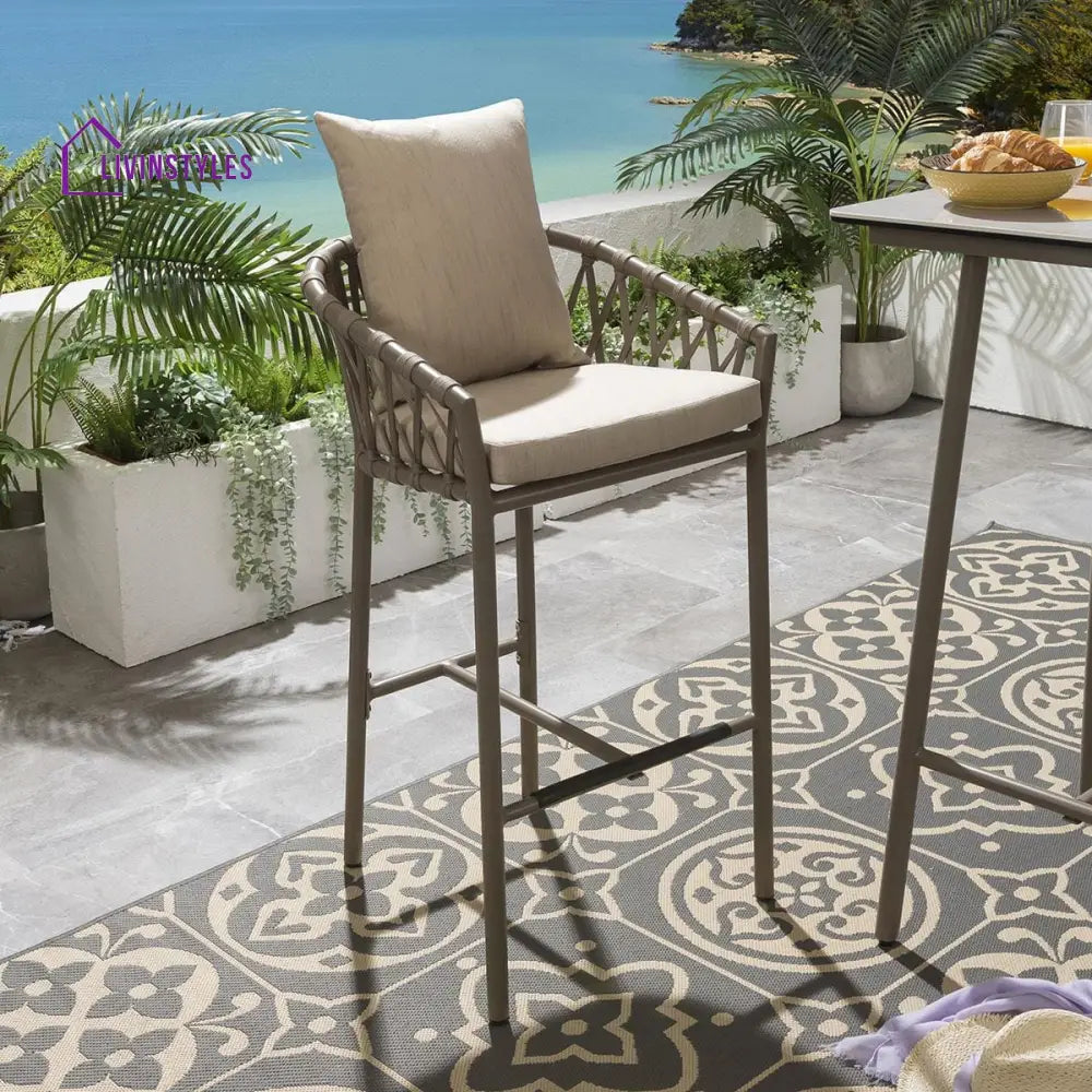 Hilario Outdoor Patio Bar Chair 1 Chair For Balcony Braided & Rope - Bar Sets