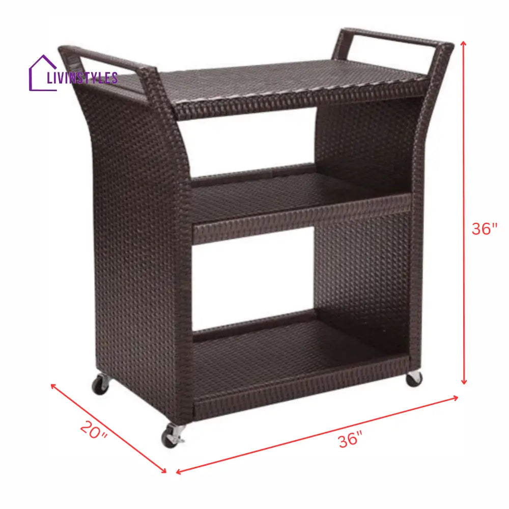 Hilde Outdoor Patio Bar Serving Cart (Brown) - Wicker