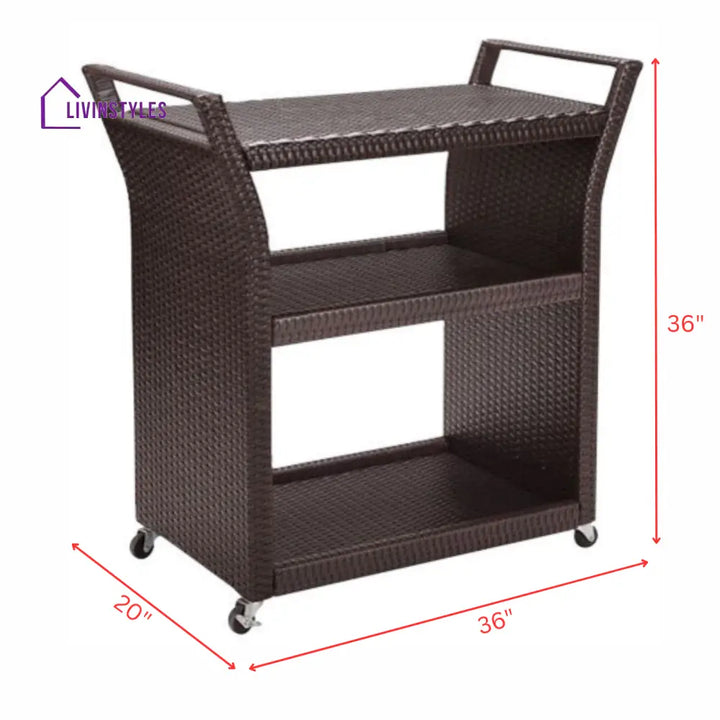Hilde Outdoor Patio Bar Serving Cart (Brown) - Wicker