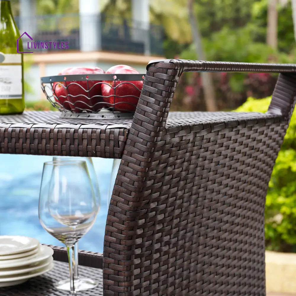 Hilde Outdoor Patio Bar Serving Cart (Brown) - Wicker