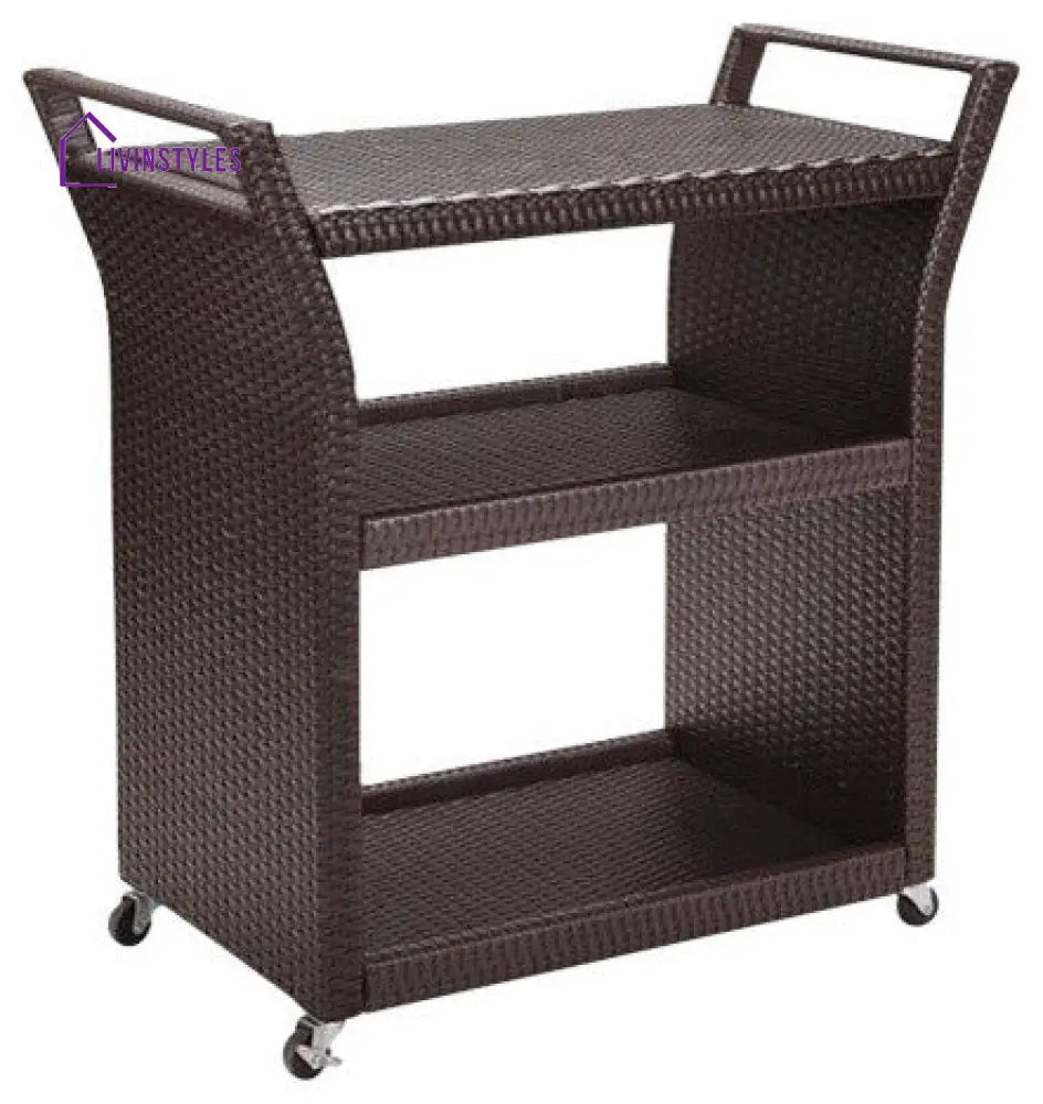 Hilde Outdoor Patio Bar Serving Cart (Brown) - Wicker