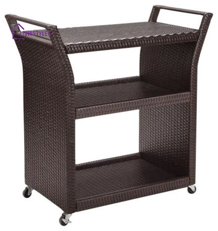 Hilde Outdoor Patio Bar Serving Cart (Brown) - Wicker