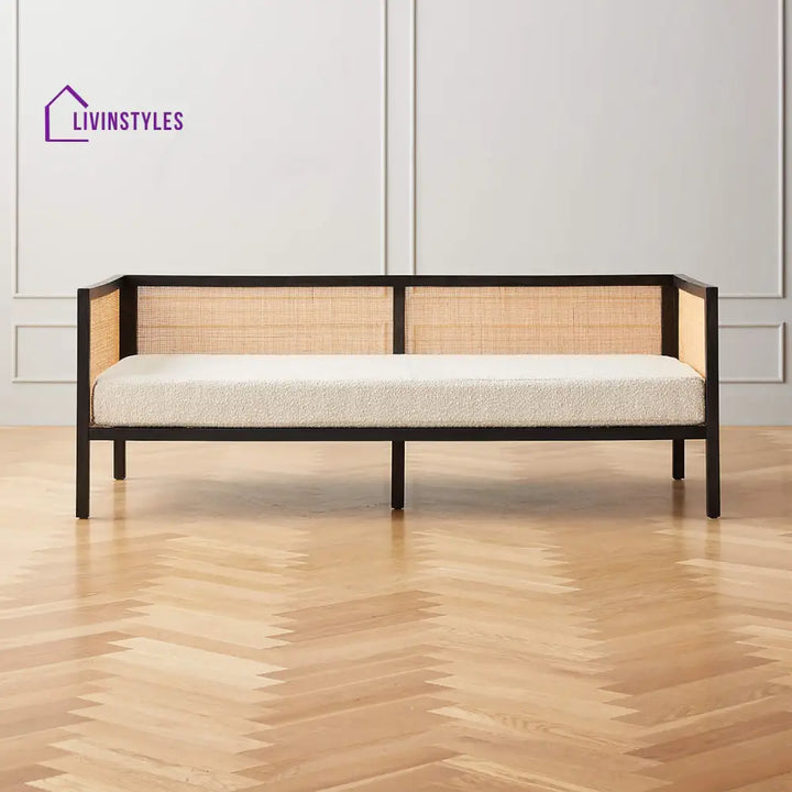 Himadri Alvar Teak Wood & Rattan Daybed Matte Black Finish