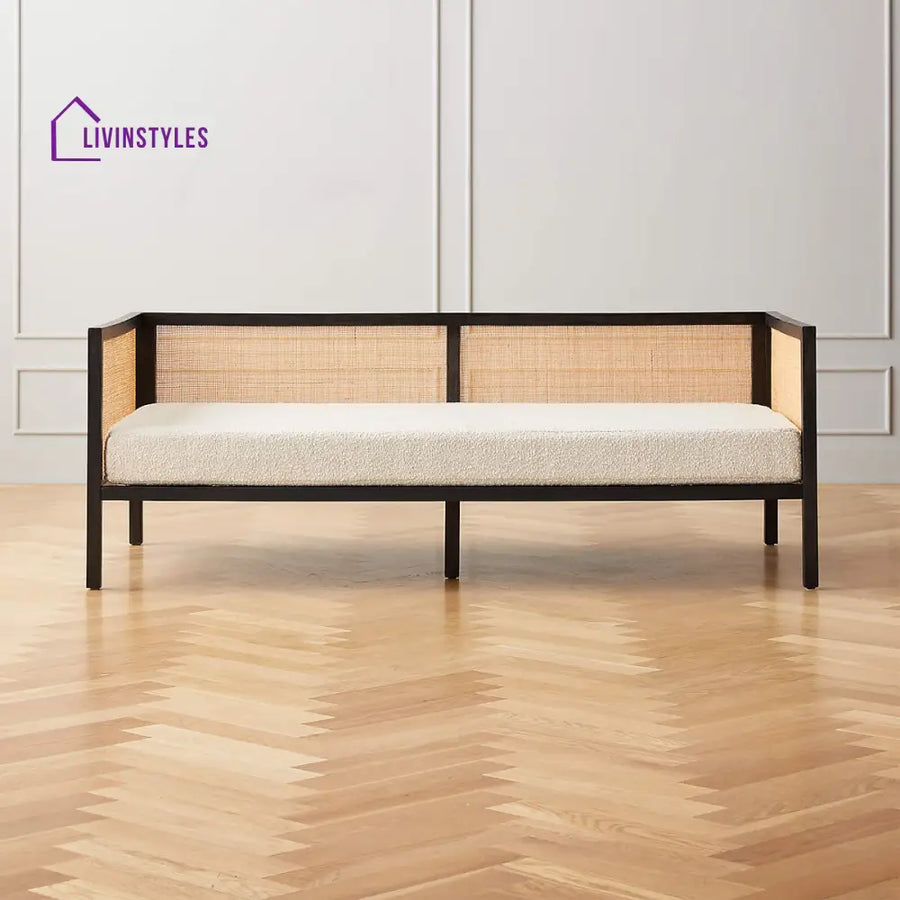 Himadri Alvar Teak Wood & Rattan Daybed Matte Black Finish