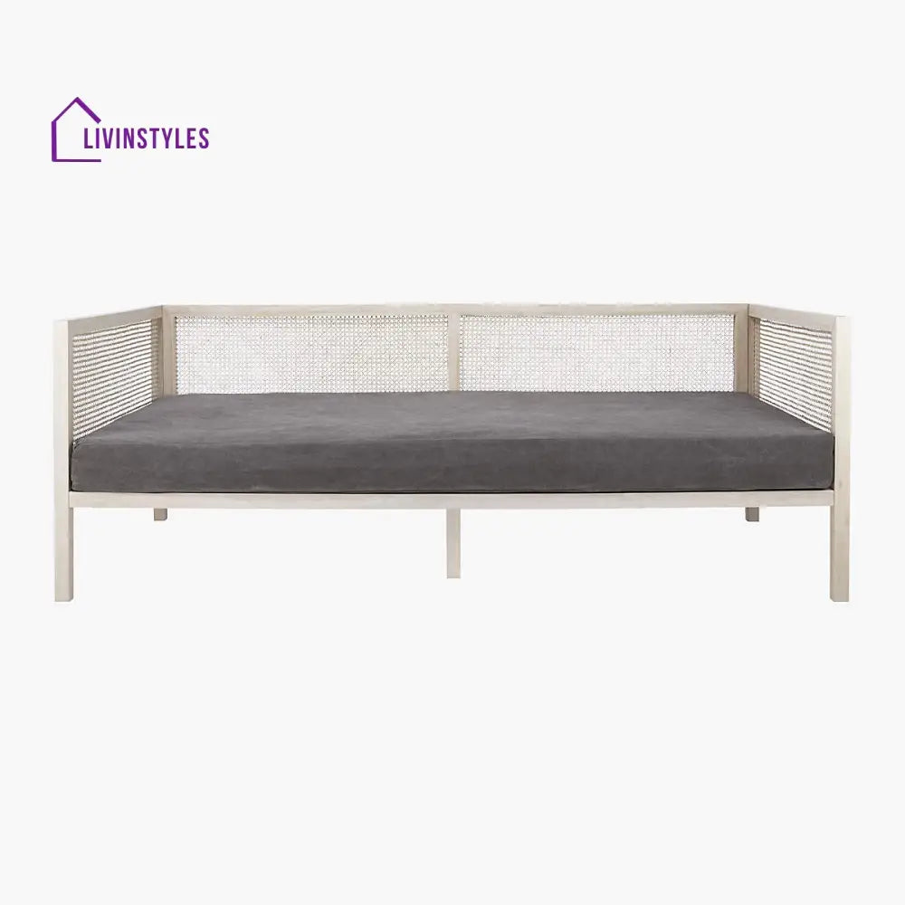 Himadri Alvar Teak Wood & Rattan Daybed Whitewash Finish