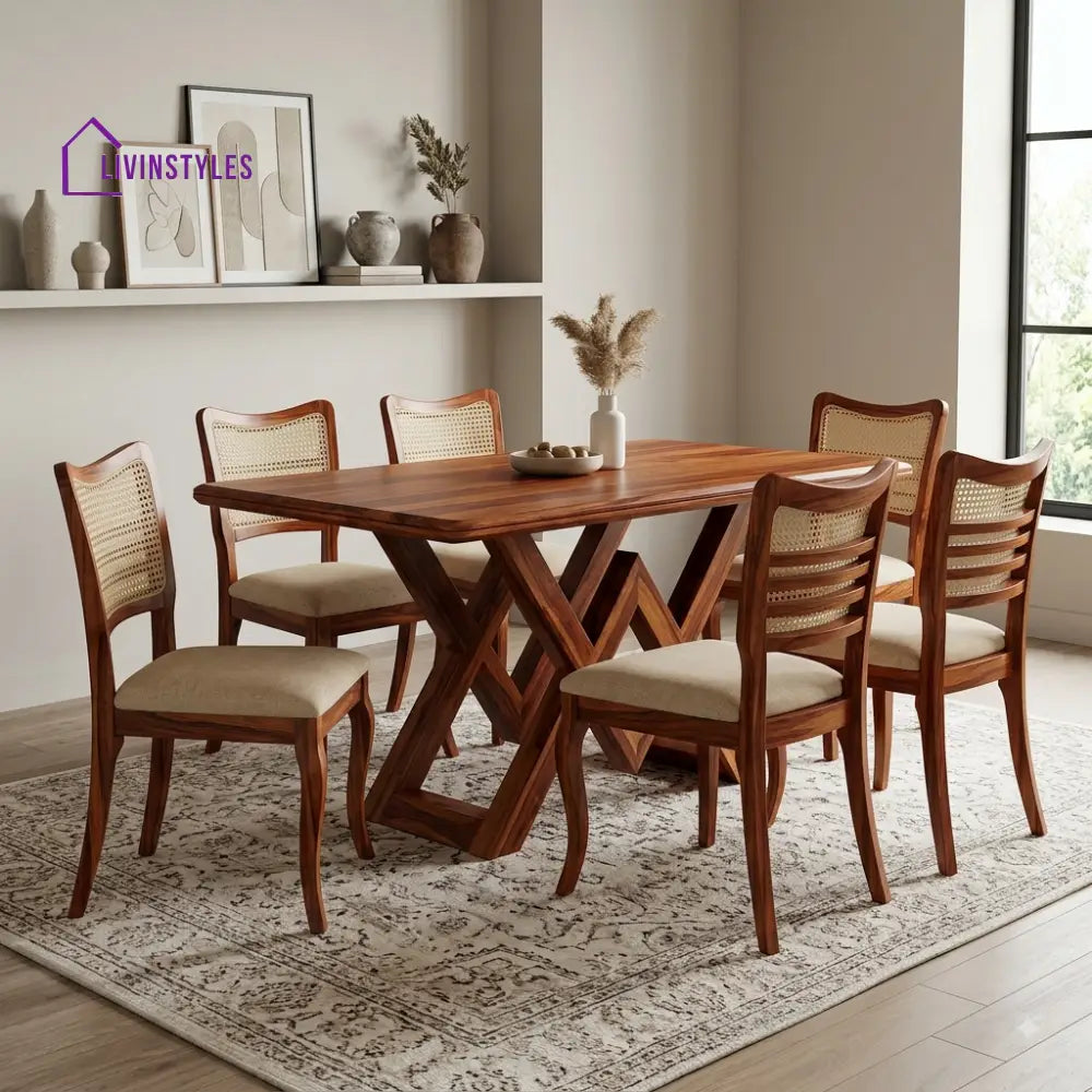 Himani Premium Wooden 6 Seater Dining Table Set