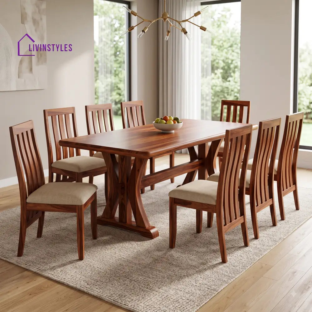 Himanshu Premium Solid Wood 8 Seater Dining Table Set