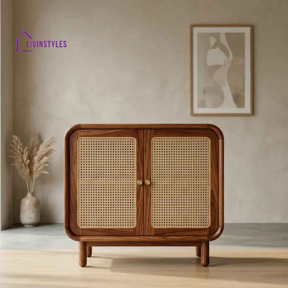 Hinerangi Solid Wood Sheesham Shoe Rack (Honey Finish)