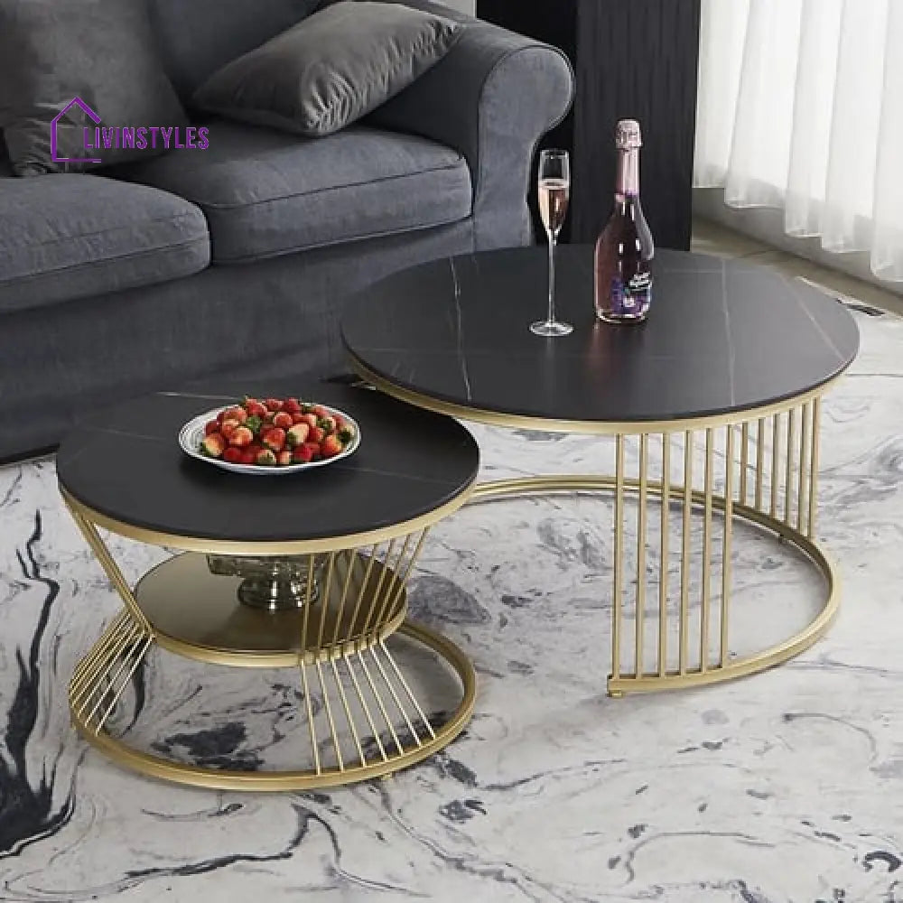 Hiral Marble Top Metal Coffee Table