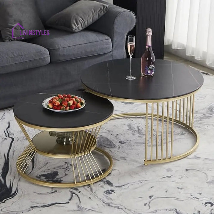 Hiral Marble Top Metal Coffee Table