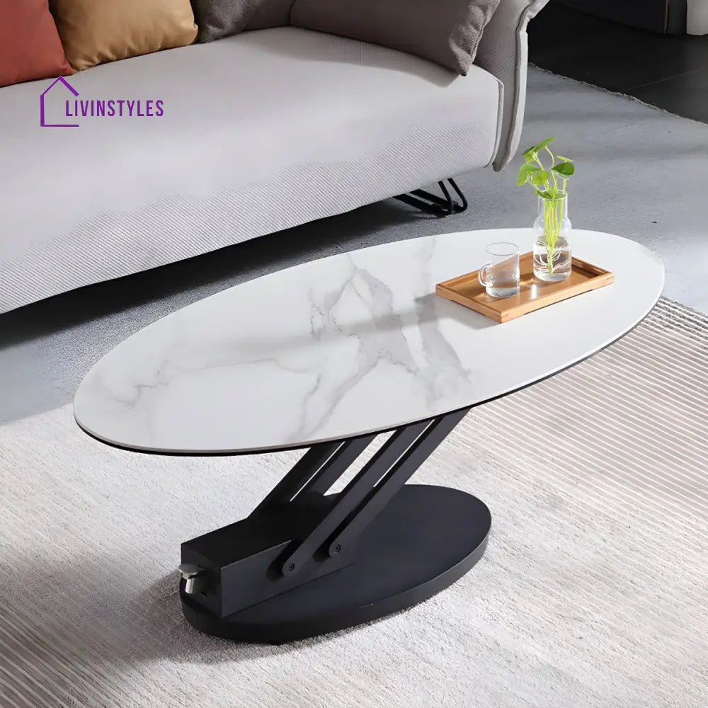 Hiral Stainless Steel Frame and Height Adjustable Coffee Table for Living Room