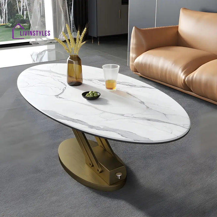 Hiral Stainless Steel Frame and Height Adjustable Coffee Table for Living Room