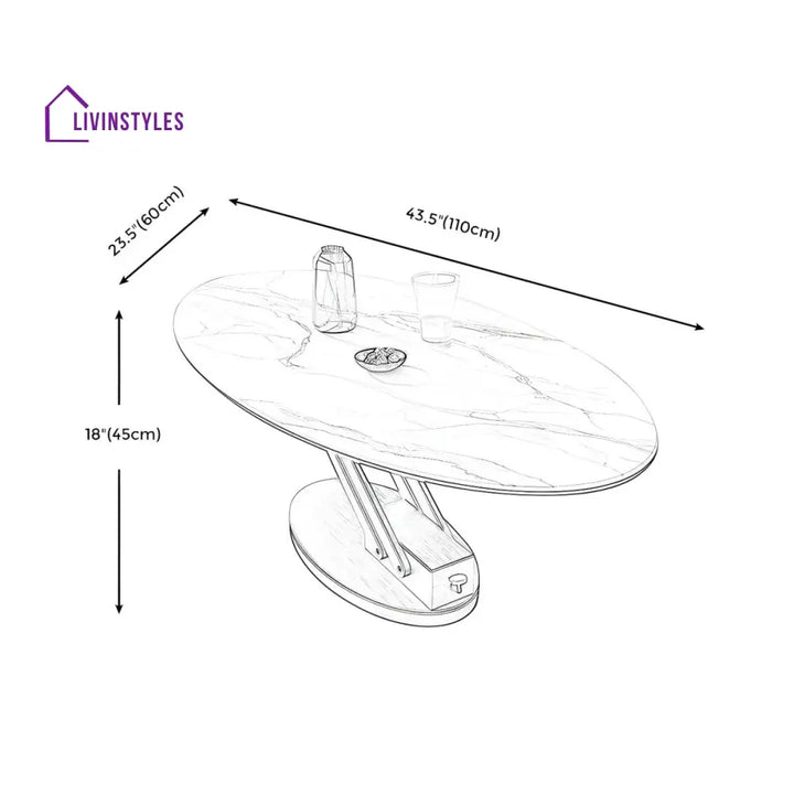 Hiral Stainless Steel Frame and Height Adjustable Coffee Table for Living Room