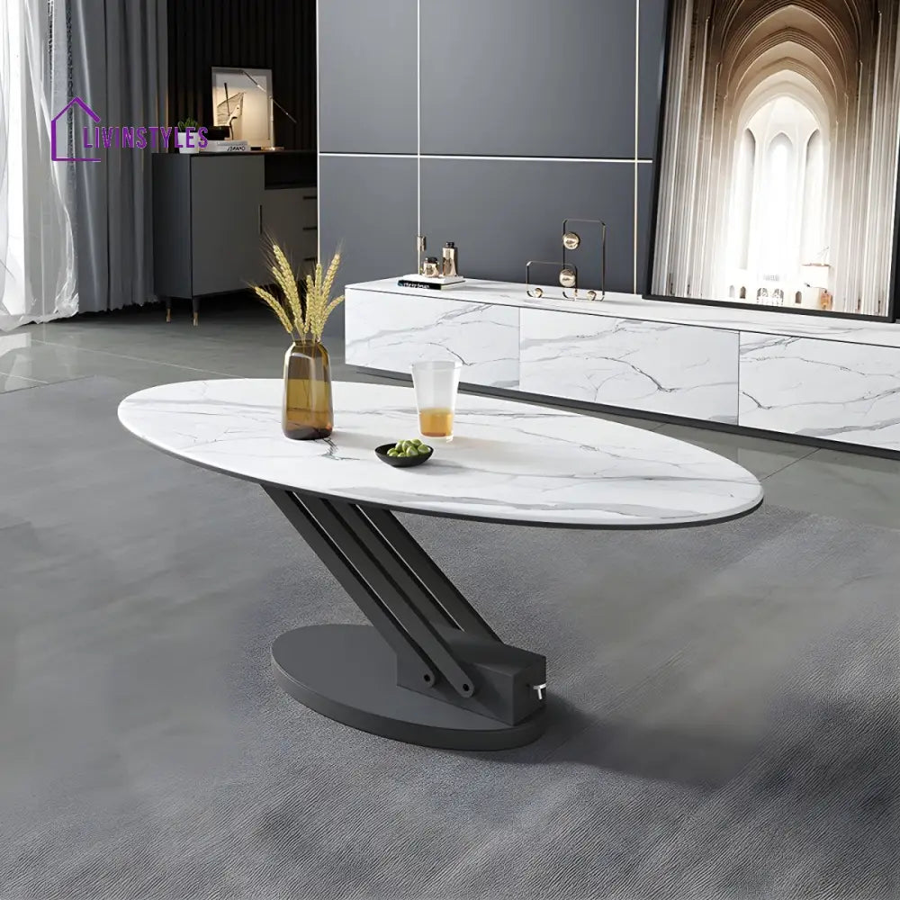 Hiral Stainless Steel Frame and Height Adjustable Coffee Table for Living Room