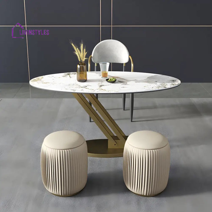 Hiral Stainless Steel Frame and Height Adjustable Coffee Table for Living Room