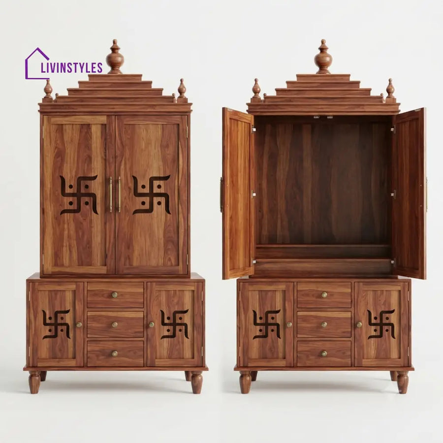 Hita Premium Solid Wood Home Temple | Pooja Mandir for Home
