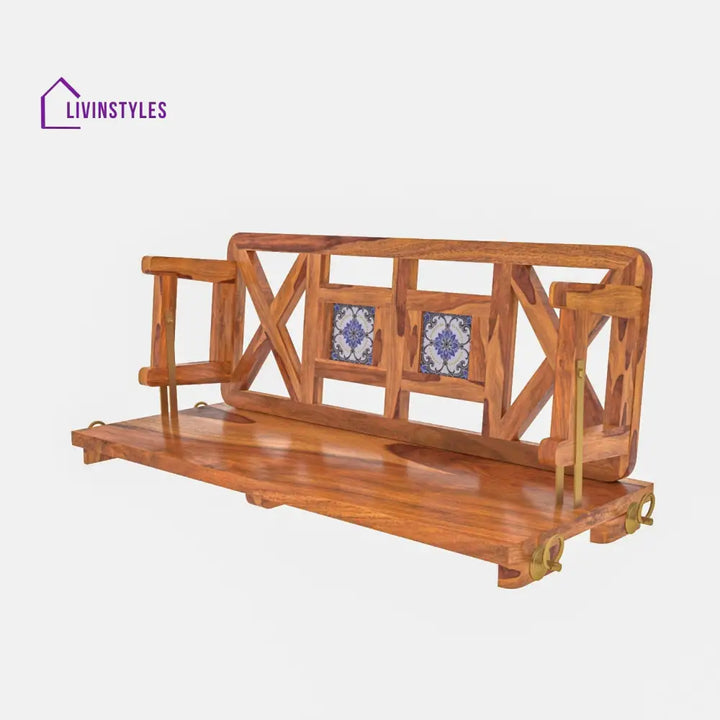 Hiya Modern Castle Style Tile Fitted Wooden Handmade Swing for Home Swing