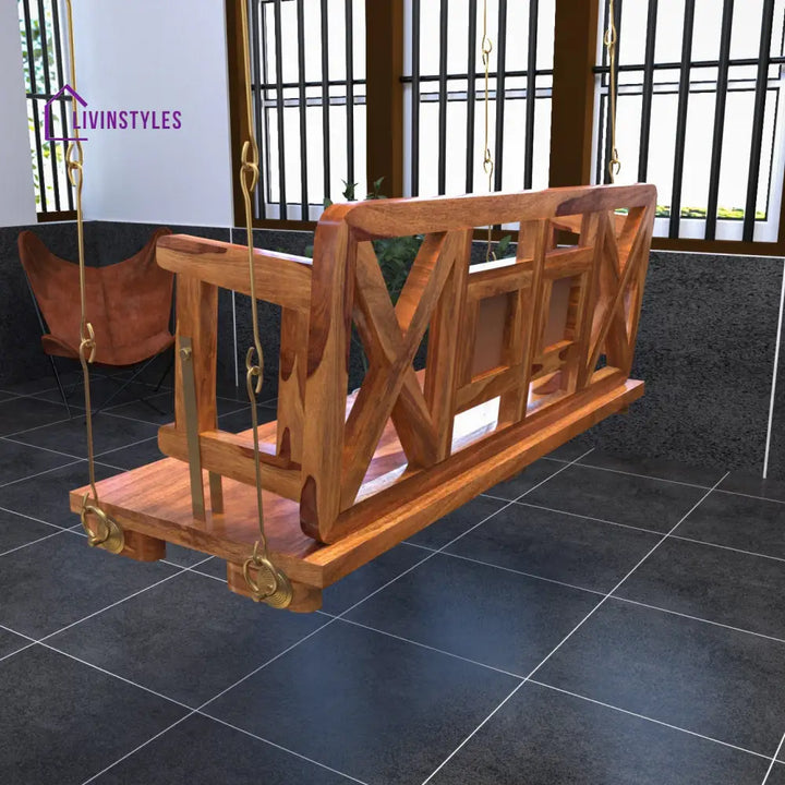 Hiya Modern Castle Style Tile Fitted Wooden Handmade Swing for Home Swing
