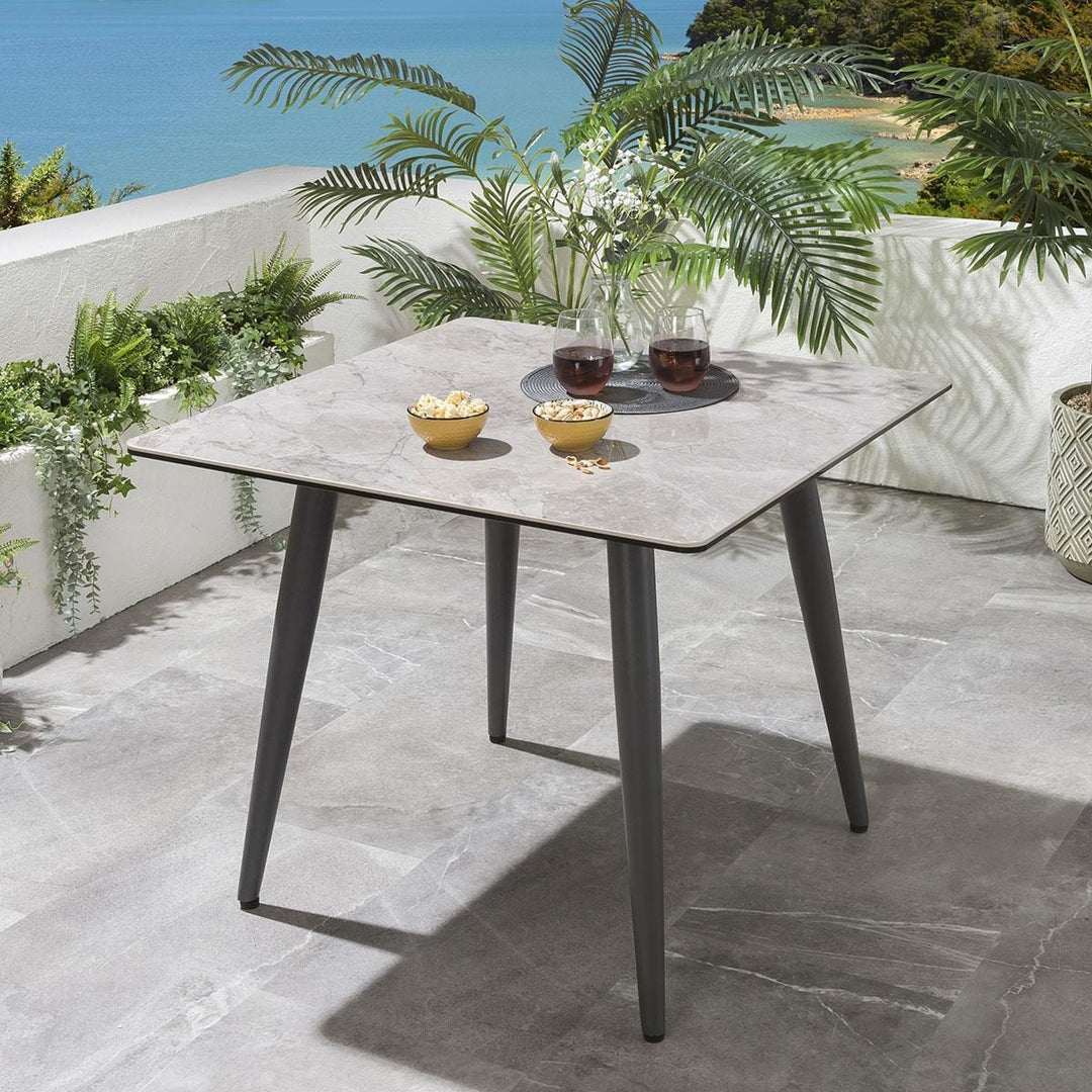 Sias Outdoor Patio Dining Set 4 Chairs and 1 Table Braid & Rope (Grey) - Dining sets