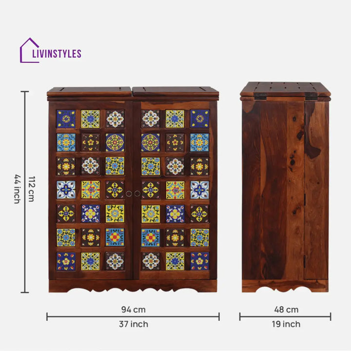 Hnat Handcrafted Sheesham Wood Bar Cabinet