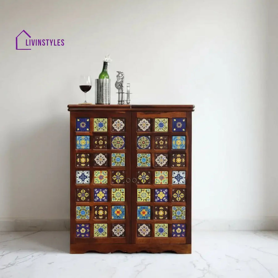 Hnat Handcrafted Sheesham Wood Bar Cabinet