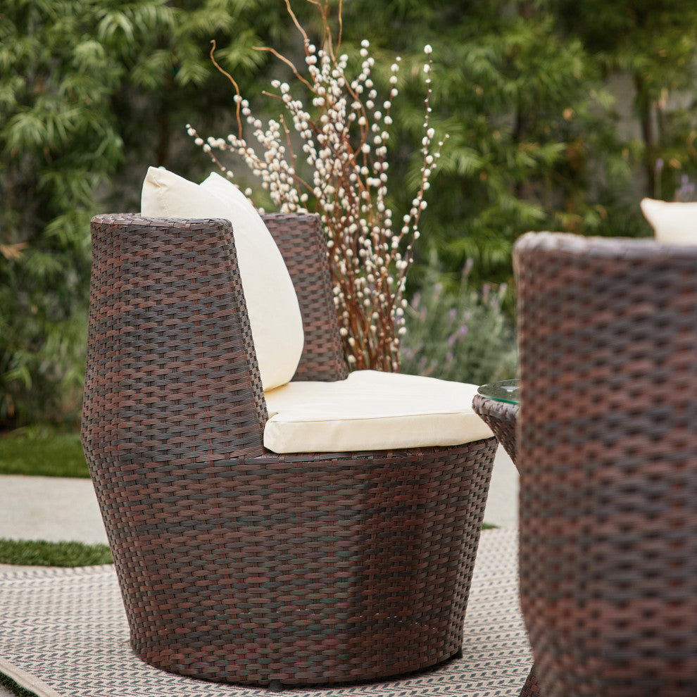 Enzo Outdoor Patio Seating Set 2 Chairs and 1 Table Set (Brown)