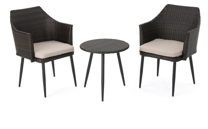 Froe Outdoor Patio Seating Set 2 Chairs and 1 Table Set (Brown) - Coffee Table Sets