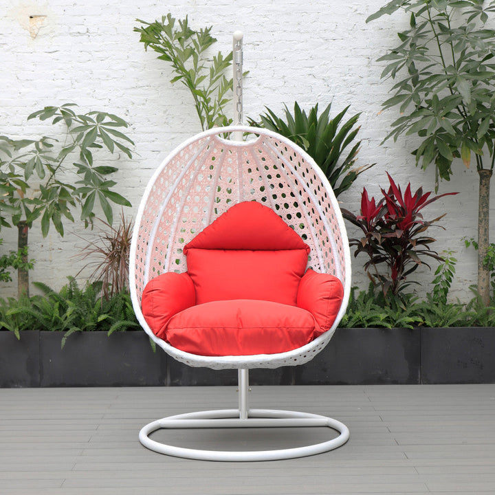 Pico Single Seater Hanging Swing With Stand For Balcony Garden (White) - Red - Swings