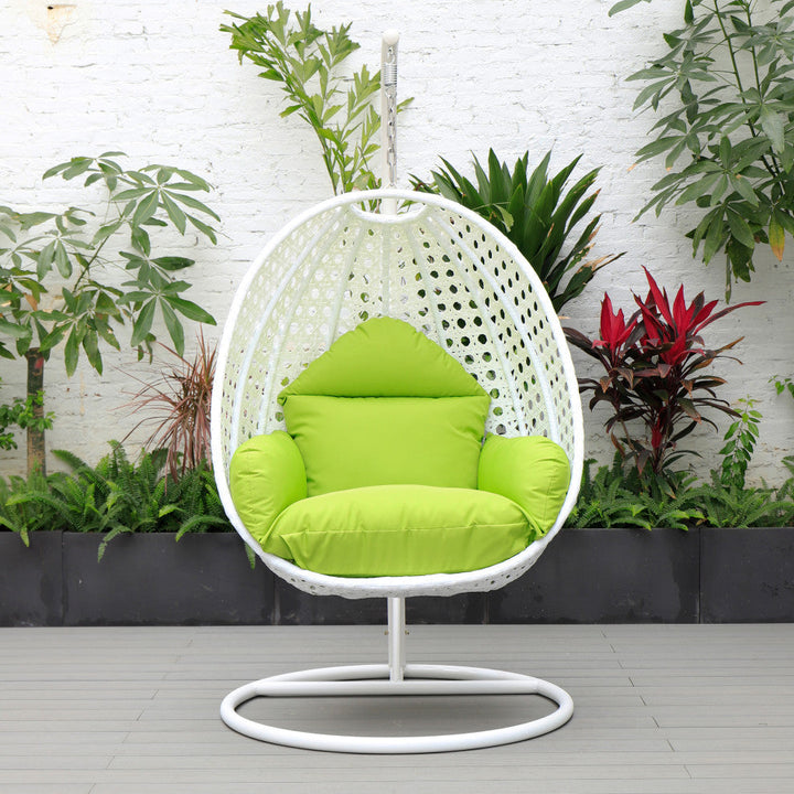 Pico Single Seater Hanging Swing With Stand For Balcony Garden (White) - Light Green - Swings