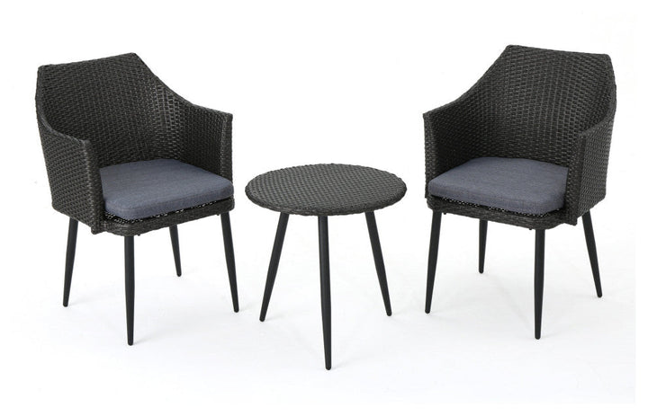 Camo Outdoor Patio Seating Set 2 Chairs and 1 Table Set (Black)