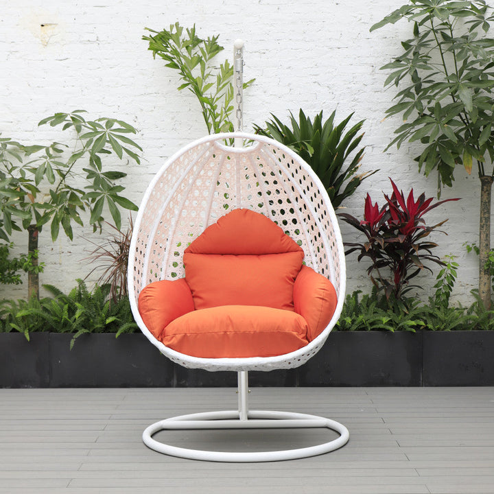 Pico Single Seater Hanging Swing With Stand For Balcony Garden (White) - Orange - Swings