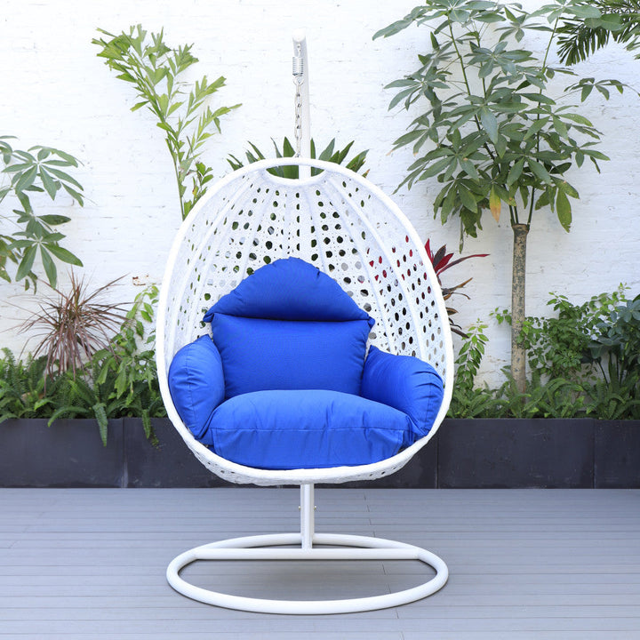 Pico Single Seater Hanging Swing With Stand For Balcony Garden (White) - Blue - Swings