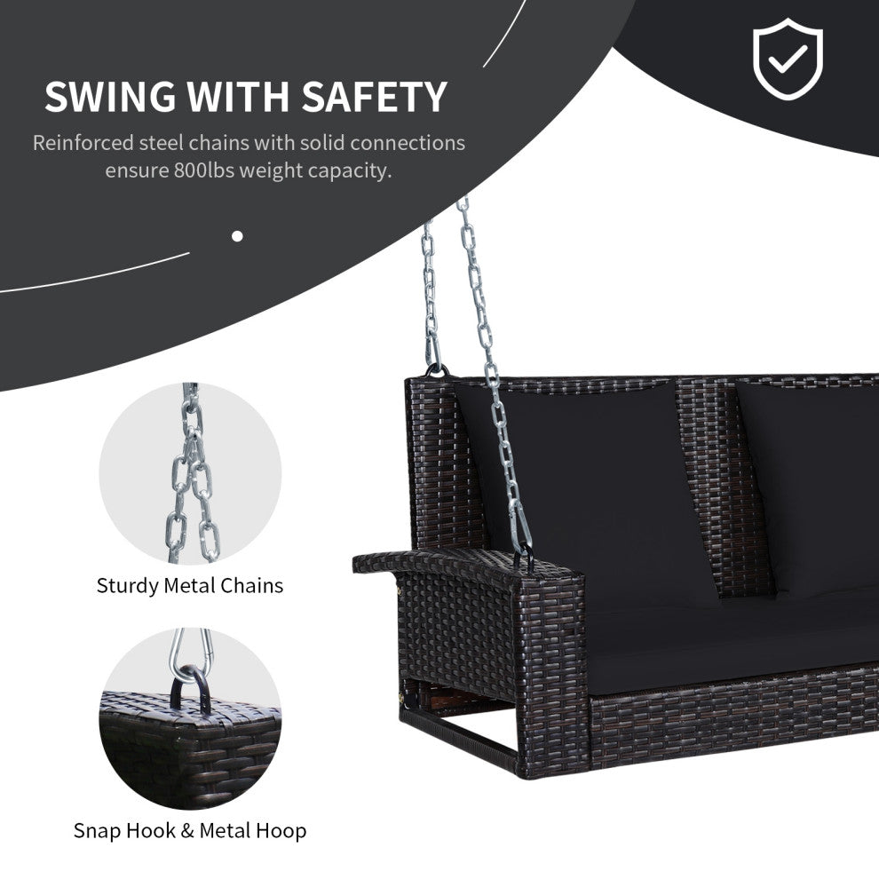 Robertina Double Seater Hanging Swing Without Stand For Balcony, Garden Swing (Dark Brown)