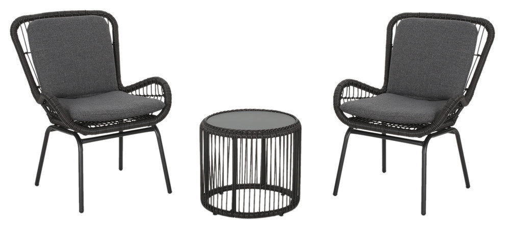 Geeks Outdoor Patio Seating Set 2 Chairs and 1 Table Set (Black) - Coffee Table Sets