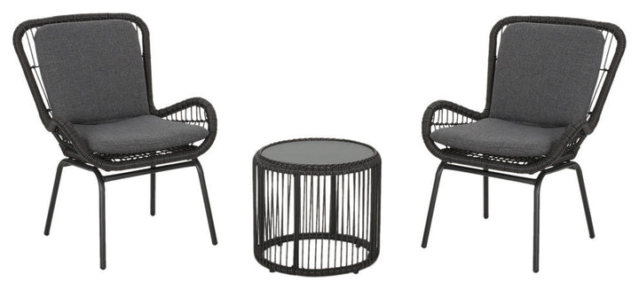 Geeks Outdoor Patio Seating Set 2 Chairs and 1 Table Set (Black) - Coffee Table Sets