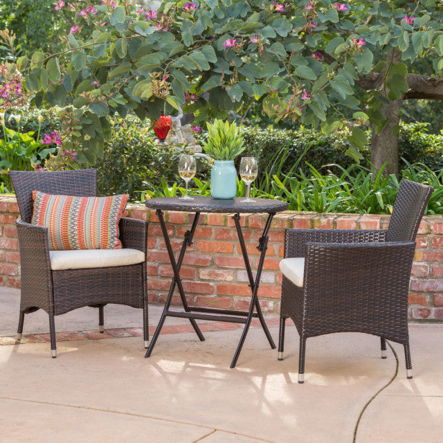 Sush Outdoor Patio Seating Set 2 Chairs and 1 Table Set (Brown)