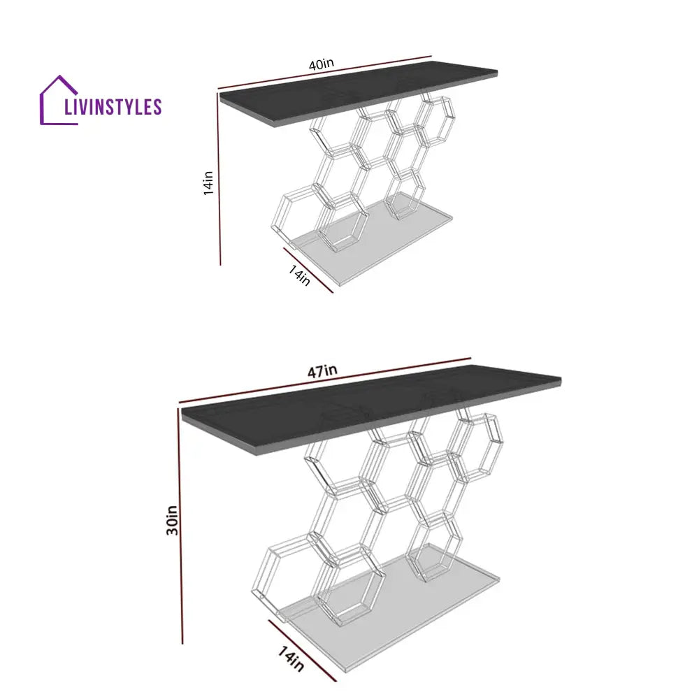 Honeycomb Motif Copper Finish Metal Console Table Table