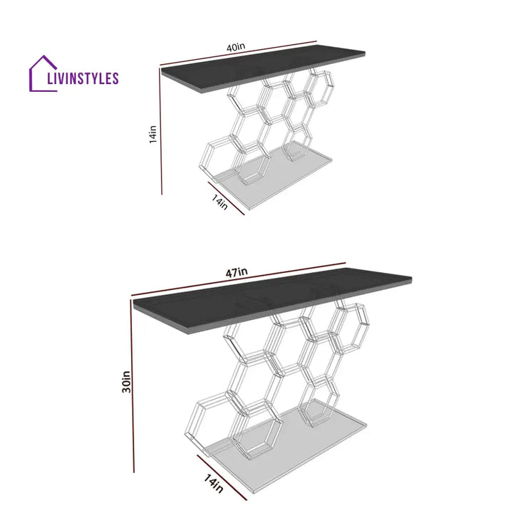 Honeycomb Motif Copper Finish Metal Console Table Table