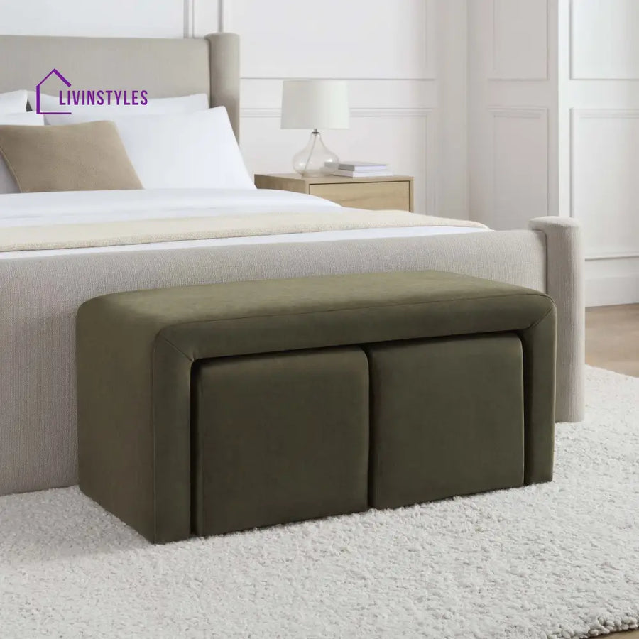 Horacio Nesting Bench - Olive End of Bed Ottomans