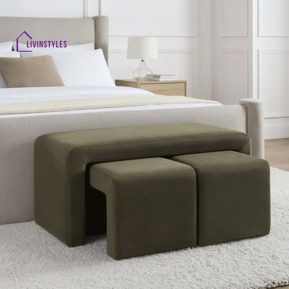 Horacio Nesting Bench - Olive End of Bed Ottomans
