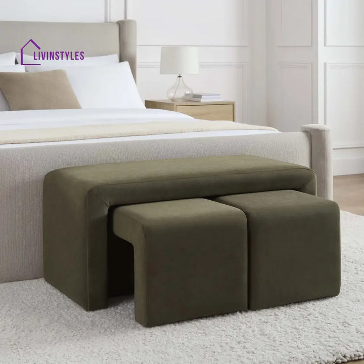 Horacio Nesting Bench - Olive End of Bed Ottomans